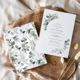 Convite Casamento elegante e botânico Eucalyptus