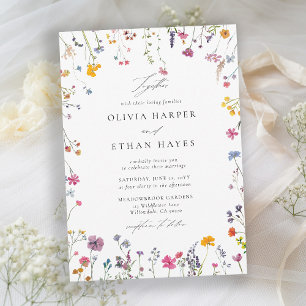 Convite Casamento Elegante e Chic com Aquarela de Flores S