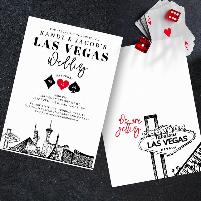 Convite Casamento elegante e divertido em Las Vegas (Modern Las Vegas Wedding Invitation)