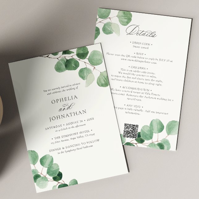 Convite Casamento Elegante E Minimalista Eucalyptus All-In (Criador carregado)