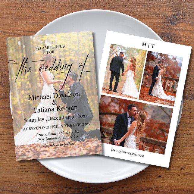 Convite casamento elegante e moderno com 4 fotos (Criador carregado)