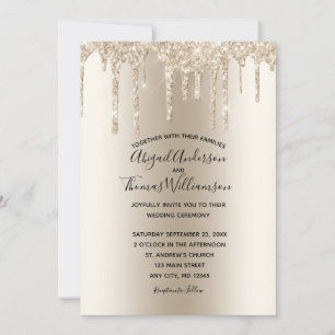Convite Casamento Elegante e Moderno com Brilho de Champan