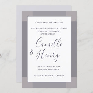 Convite Casamento elegante e moderno de cinza Lilac