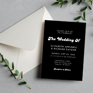 Convite Casamento Elegante e Retrô em Preto e Branco