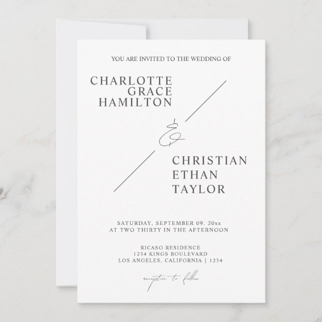 Convite Casamento Elegante e Simples Minimalista (Frente)