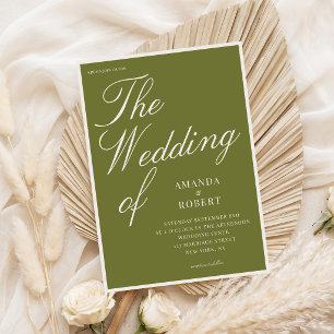 Convite Casamento Elegante e Sofisticado em Verde Oliva co