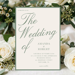 Convite Casamento Elegante e Sofisticado em Verde Sage Old