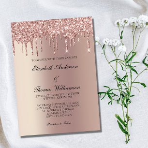 Convite Casamento Elegante e Tendência com Brilho em Rose