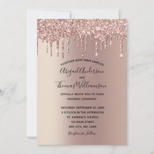 Convite Casamento Elegante e Tendência Drip Glitter Rosa D