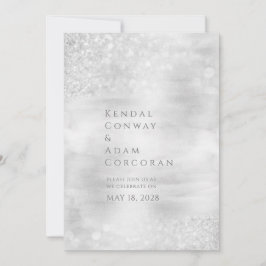 Convite Casamento Elegante Elegante de Silver Crystal Ridg