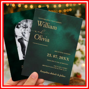 Convite Casamento Elegante Elegante Moderno Emerald Green 