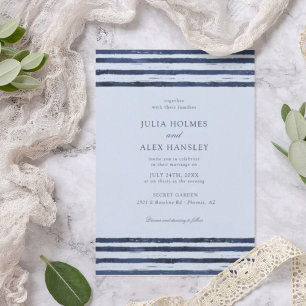 Convite Casamento Elegante em Aquarela Azul