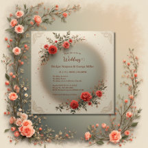 Casamento elegante em bege floral vintage rosa