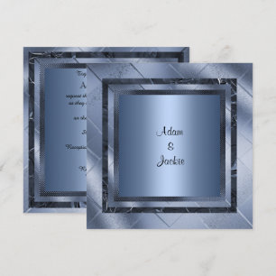 CONVITE CASAMENTO ELEGANTE EM CAMADA DE PELÍCULA AZUL