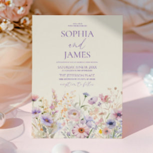 Convite Casamento Elegante em Campo de Flores Silvestres R