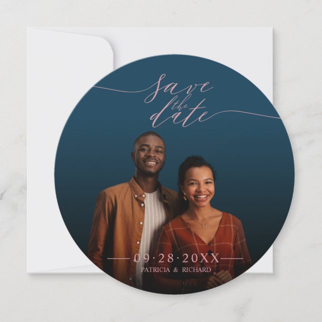 Convite Casamento Elegante em Grafia Save The Date com Fot (Frente)