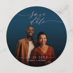 Convite Casamento Elegante em Grafia Save The Date com Fot