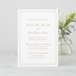 Convite Casamento Elegante em Ouro Vintage