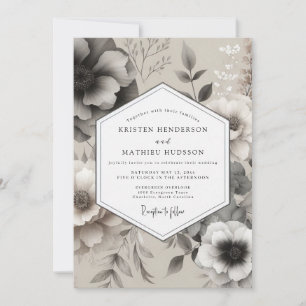 Convite Casamento Elegante em Pewter Bloom