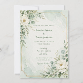 Convite Casamento Elegante em Verde Menta