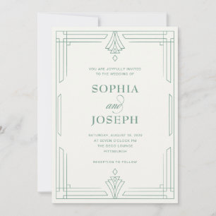 Convite Casamento Elegante em Verde Sálvia e Marfim