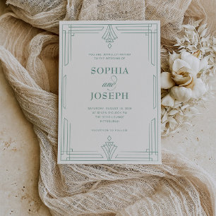 Convite Casamento Elegante em Verde Sálvia e Marfim