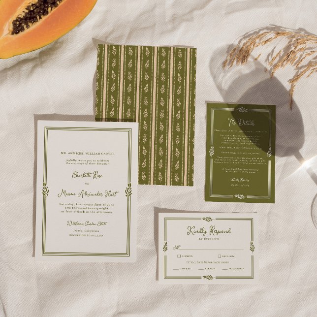 Convite Casamento Elegante em Vinhedo Toscano Verde Oliva (Criador carregado)