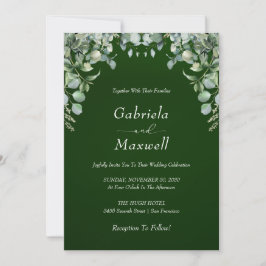 Convite Casamento Elegante Emerald Green e Eucalyptus