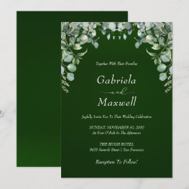 Convite Casamento Elegante Emerald Green e Eucalyptus