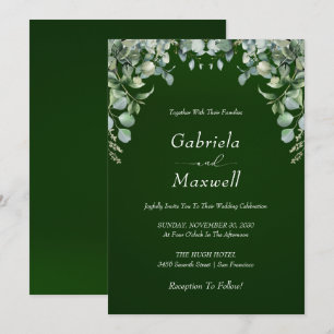 Convite Casamento Elegante Emerald Green e Eucalyptus