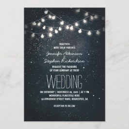 Convite Casamento elegante entre Luzes e Estrelas Noturnas