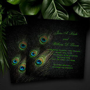 Convite Casamento Elegante Esmeralda Verde Preto e Dourado