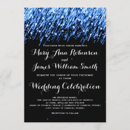 Convite Casamento Elegante Estrelas Cadentes Safira Azul