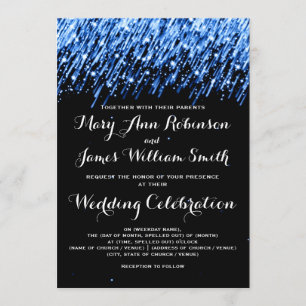 Convite Casamento Elegante Estrelas Cadentes Safira Azul