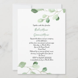 Convite casamento elegante eucalipto