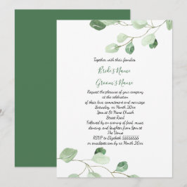 Convite casamento elegante eucalipto