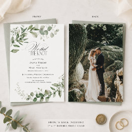 Convite Casamento Elegante Eucalipto Nós Amarrámos o Nó 