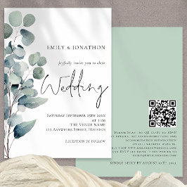 Convite Casamento Elegante Eucalyptus Elegant Script Sage