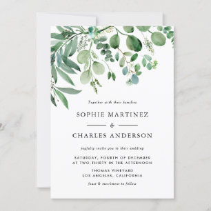 Convite Casamento Elegante Eucalyptus Greenery