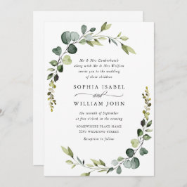 Convite Casamento Elegante Eucalyptus Greenery