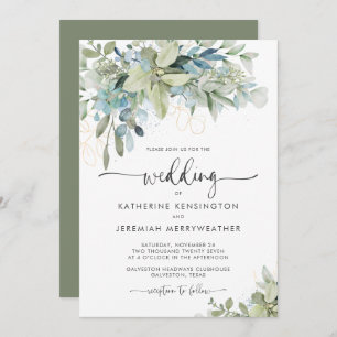 Convite Casamento Elegante Eucalyptus Greenery