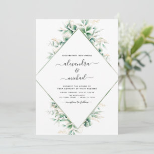 Convite Casamento Elegante Eucalyptus Greenery