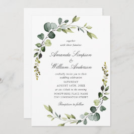 Convite Casamento Elegante Eucalyptus Greenery
