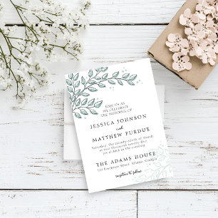 Convite Casamento Elegante Eucalyptus Greenery Boho