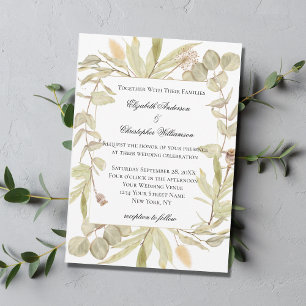 Convite Casamento Elegante Eucalyptus Greenery Botânico