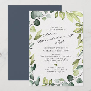 Convite Casamento Elegante Eucalyptus Greenery Calliografi