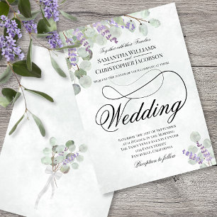 Convite Casamento Elegante Eucalyptus & Lavanda Sage Verde