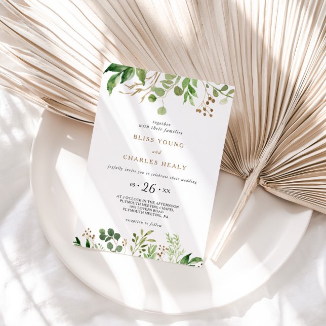 Convite Casamento Elegante Eucalyptus Leaf Greenery (Criador carregado)