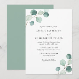 Convite Casamento Elegante Eucalyptus Russo Simples
