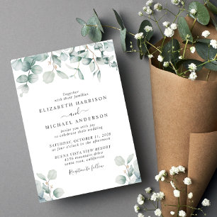 Convite Casamento Elegante Eucalyptus Watercolor